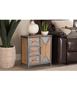 Dennis Antique Gray Whitewashed Oak Brown 3-Drawer Accent Storage Cabinet - $3,701.73 MXN