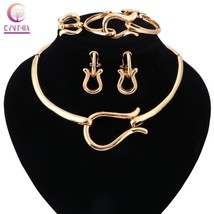 Fashion Charm Rose Gold Jewelry Sets For Women African Pandent Necklace Earrings - £26.38 GBP