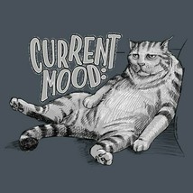 Cat T-shirt S M L XL Current Mood Blergh Heather Navy New Short Sleeve - £17.48 GBP