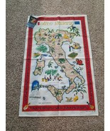 Map of Italy Kitchen Tea Towel &quot;Olive Italiane&quot; Cotton Olive Locations NWT - $18.76