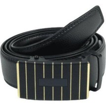 Mens VALENTINI Leather Belt Automatic Adjustable Removable Buckle RT022 Black image 2