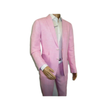 Mens Premium 100% Linen Cocktail Suit by INSERCH Breathable and cool SU880 Pink image 4
