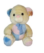 Paul Hamburg Yellow Teddy Bear Plush Stuffed Animal Pink Blue Colorblock... - $31.19 CAD