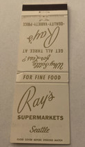 Vintage Matchbook Cover Matchcover Ray’s Supermarkets Seattle ME - £3.16 GBP