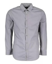 Galaxy By Harvic Mens Long Sleeve Solid Slim Fit Dress Shirts Grey-Small - $26.70 CAD
