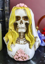 Day of The Dead DOD Skeleton Bride with Pink Flowers and Hearts Mini Figurine - £13.58 GBP