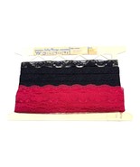 Lot Vintage Red &amp; Black Lace Trim Fabric 3/8” Wide Baroque Lingerie Pant... - $28.04