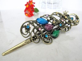 Retro boho alligator hair claw clip with crystals - £11.32 GBP