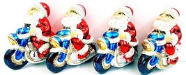 Santa on Motorcycle Glass Ornaments Size 3&quot; x 3&quot; Set Of 4 - $297.56 MXN