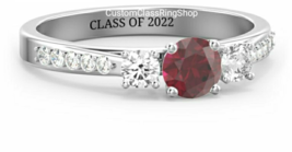 Round cut Custom Graduation Ring,Custom class ring for her - £127.89 GBP