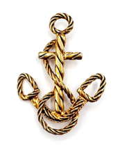Vintage Signed JJ Jonette Nautical Anchor Rope Brooch Pin - $17.82
