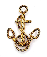 Vintage Signed JJ Jonette Nautical Anchor Rope Brooch Pin - $24.44 CAD