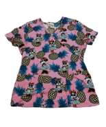 Disney Scrub Top Womens Sz S Small Minnie Mouse Sunglasses Pineapples Tr... - £10.28 GBP