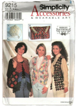 Simplicity Accessories 9215 Shirley Botsford Designs Yo Yo Vests and Bags - £6.77 GBP