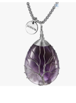 Crystal Necklace for Women Tree of Family, Wire Wrapped Jewelry Teardrop Pendant - £14.32 GBP+