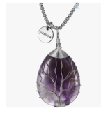 Crystal Necklace for Women Tree of Family, Wire Wrapped Jewelry Teardrop... - $27.00