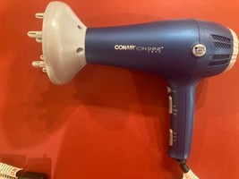Conair Hair Dryer 1875 Watt 2 Heats Speeds Retractable Cord Dark Blue Used - £11.86 GBP