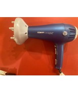 Conair Hair Dryer 1875 Watt 2 Heats Speeds Retractable Cord Dark Blue Used - £11.67 GBP