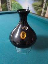 Black Glass VASE with Yellow Compatible with Diamond Cut Rhinestone, Made in Ita - £36.21 GBP