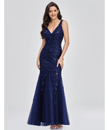 Ladies Sleeveless Dress Wedding Prom Homecoming Beaded Fabric Elegant Ro... - £87.81 GBP