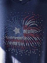 SJS Blue SS Tee 2X Navy Star Bling Star Red White Blue 4th of July Firew... - £19.69 GBP