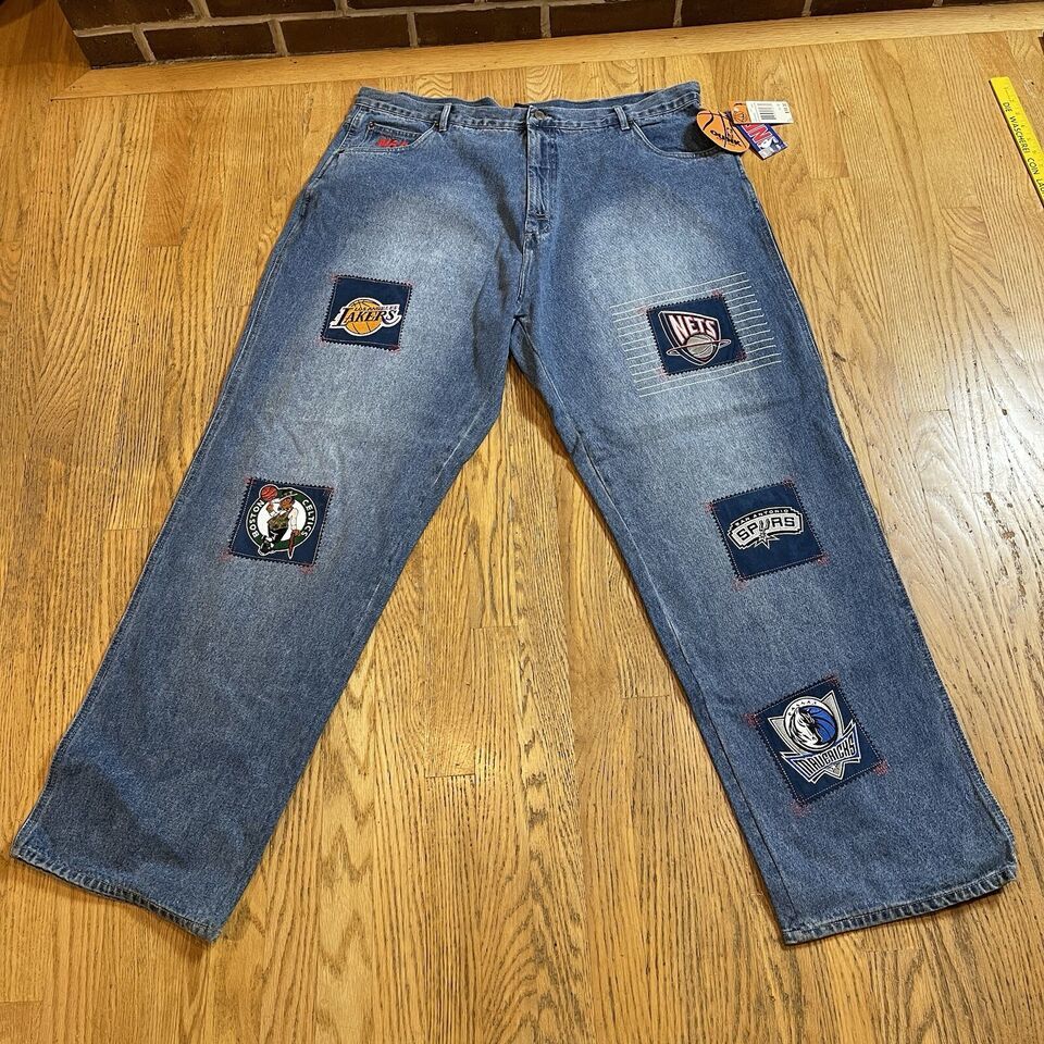 Unk Embroidered Basketball Patch Jeans NBA Team Logos Size 42 x 33 NWT V... - $87.75