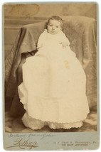 Circa 1880&#39;S Cabinet Card Incredibly Cute Baby in Dress Lothrop Philadelphia, PA - £7.56 GBP