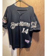 Majestic #14 Casey McGehee Milwaukee Brewers Blue Size 50 Jersey Stitched - $33.79 CAD