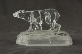 Vintage Crystal Cristal D&#39;Arques CRYSTAL Clear POLAR BEAR on Frosted Bas... - $39.70 CAD