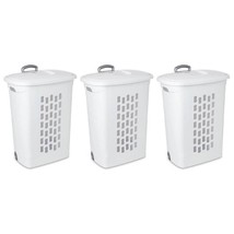 Set of 3 Laundry Hamper Dirty Clothes Baskets with Lids with Roller Wheels - £135.44 GBP