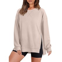 Oversized Sweatshirt For Women Winter Crewneck Pullover Side Split With ... - £44.58 GBP