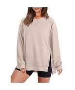 Oversized Sweatshirt For Women Winter Crewneck Pullover Side Split With ... - £44.58 GBP
