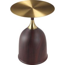 LeisureMod Modern Gold Round Side Table with Stainless Steel Top and Ped... - $108.78
