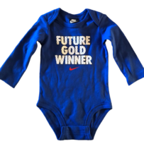 Nike Baby Boy Girl Bodysuit 6-9 Months Future Gold Winner Blue NEW Swoosh - £14.80 GBP