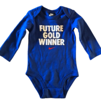 Nike Baby Boy Girl Bodysuit 6-9 Months Future Gold Winner Blue NEW Swoosh - £14.76 GBP