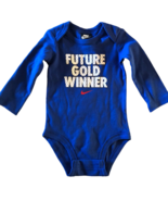 Nike Baby Boy Girl Bodysuit 6-9 Months Future Gold Winner Blue NEW Swoosh - £14.76 GBP
