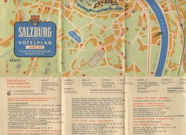 Salzburg Austria Hotel Plan Brochure and Map Summer 1964  - $17.82