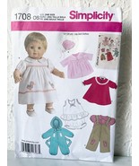 Simplicity Baby Doll Clothes Dress Coat Hat Overalls Jumpsuit Pattern 17... - $12.96 CAD