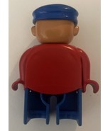 Lego Duplo Figure Train Engineer blue Overalls cap red/blue Vintage 2003 - $5.46 CAD