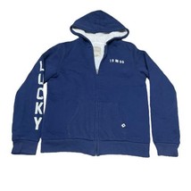 Lucky Brand Navy Youth Full Zip Fleece Hoodie W Sherpa Fleece Lining SZ L 15 16 - £16.82 GBP
