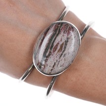 7 3/8&quot; Retro Southwestern modernist sterling and jasper cuff bracelet - $193.05