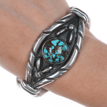 7 1/8&quot; Vintage High grade turquoise Native American silver cuff bracelet - £393.14 GBP