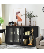 Stackable Buffet Sideboard Kitchen Storage Cabinet Tempered Glass Doors ... - £155.69 GBP