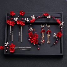 Chinese Traditional Costume Dress Tiara Red Earrings Headwear Hair Pins ... - $22.71