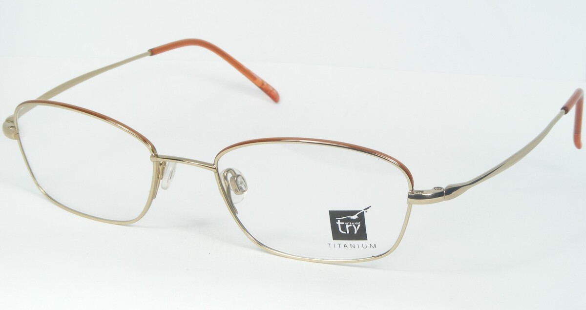 Versuchen TITANIUM ULTRALIGHT BT09201 GOLD / APRIKOSE BRILLEN 50-18-135 ... - $115.79