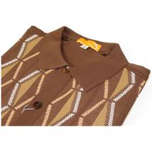 Mens Stacy Adams Italian Style Knit Woven Shirt Short Sleeves 71027 Brown image 3