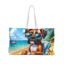 Personalised/Non-Personalised Weekender Bag, Summer Beach Dog, Boxer, Large Week - £39.32 GBP