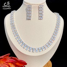 High Quality Marquise Cut CZ Cubic Zirconia Wedding Necklace and Earrings Bridal - £54.76 GBP