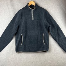 J. Crew Nordic Pullover Fleece Quarter Button Sweater Mens M Navy Speckled - $38.88