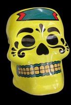 Sugar Skull Day of the Dead Ceramic Mug 4” tall Yellow Mi Campo Tequila  - £17.99 GBP